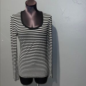 American Dream black/white striped scoop neck long sleeve